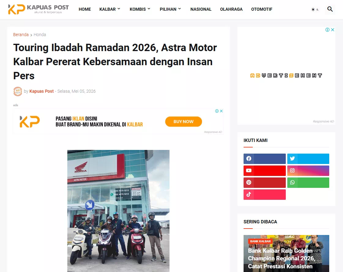 Touring Ibadah Ramadan 2026, Astra Motor Kalbar Pererat Kebersamaan dengan Insan Pers
