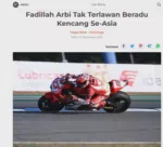 Fadillah Arbi Tak Terlawan Beradu Kencang Se-Asia