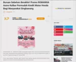 Buruan Sebelum Berakhir! Promo ROMANSA Asmo Kalbar Permudah Kredit Motor Honda Bagi Masyarakat Singkawang