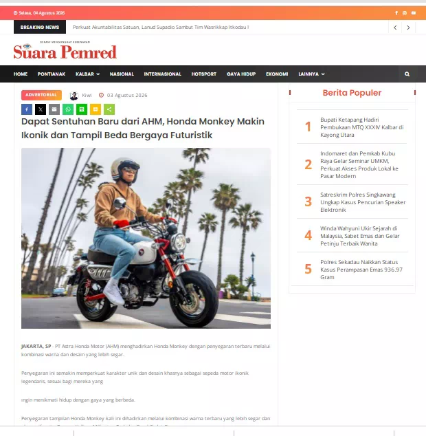 Dapat Sentuhan Baru dari AHM, Honda Monkey Makin Ikonik dan Tampil Beda Bergaya Futuristik