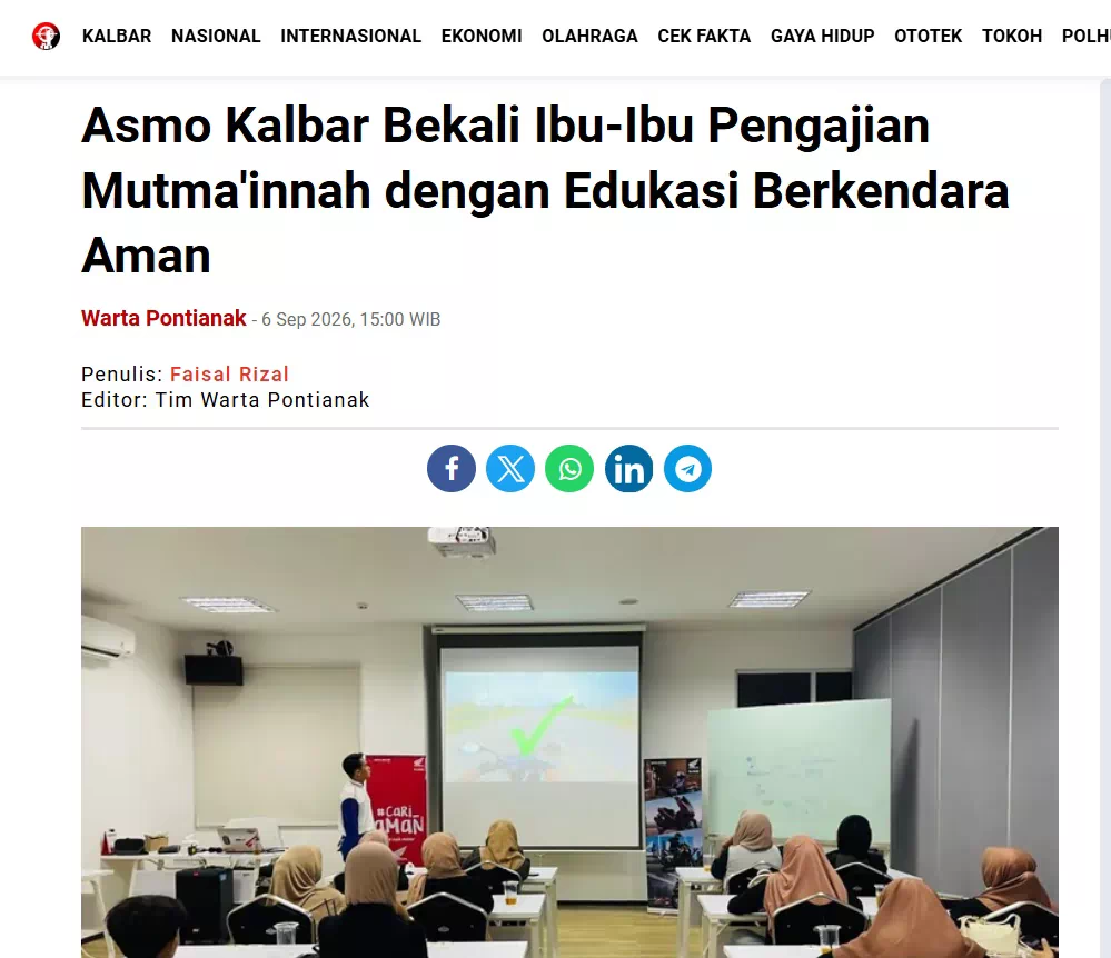 Asmo Kalbar Bekali Ibu-Ibu Pengajian Mutma'innah dengan Edukasi Berkendara Aman