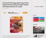 Honda ADV160 hingga BeAT Dapat Promo Spesial di Honda Special October Festival 2025 Bagi Konsumen di Landak