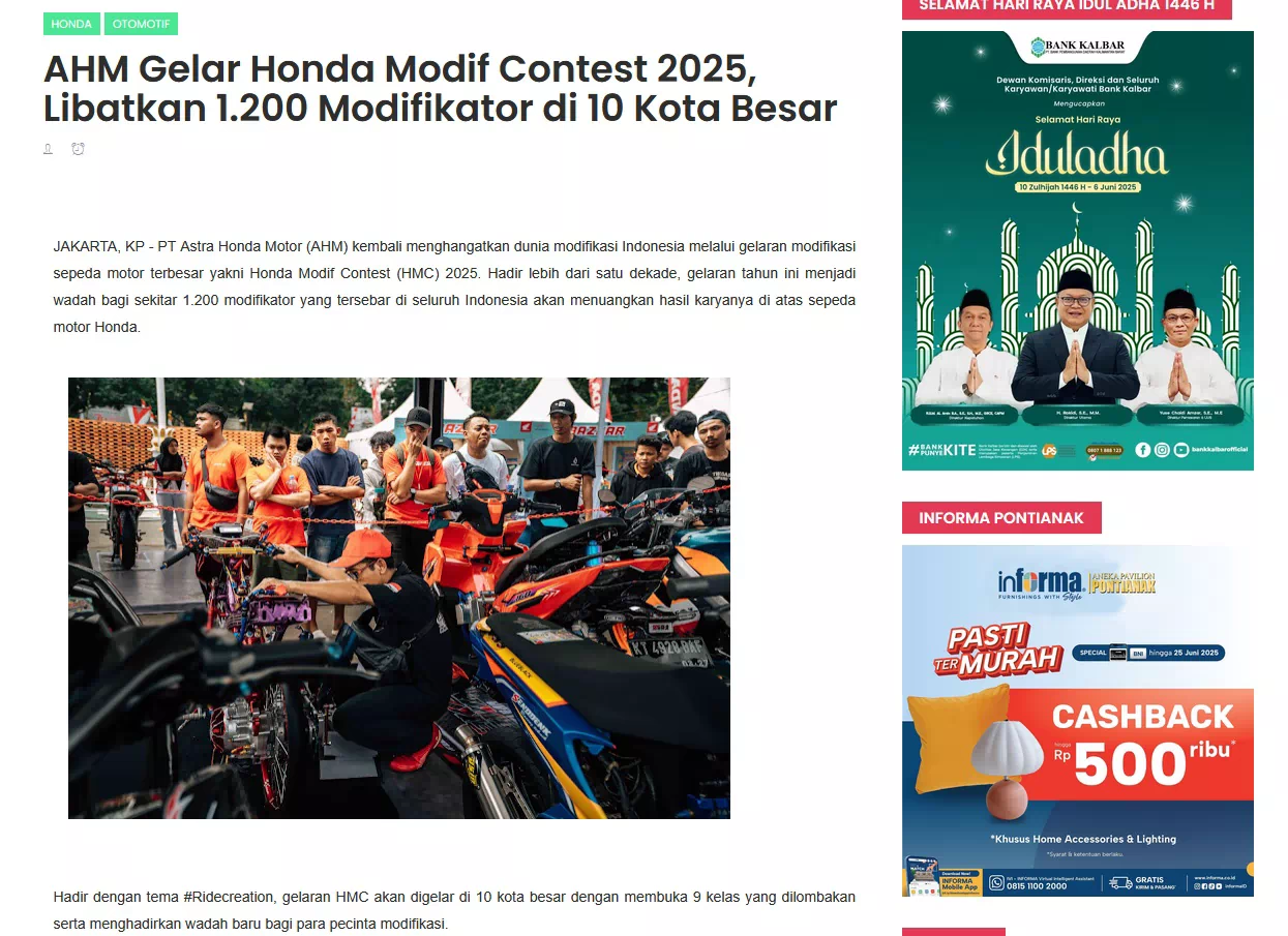 AHM Gelar Honda Modif Contest 2025, Libatkan 1.200 Modifikator di 10 Kota Besar