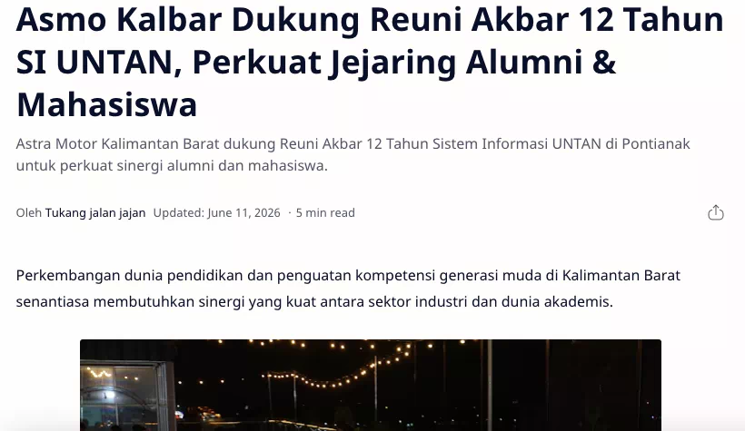 Asmo Kalbar Dukung Reuni Akbar 12 Tahun SI UNTAN, Perkuat Jejaring Alumni &amp; Mahasiswa