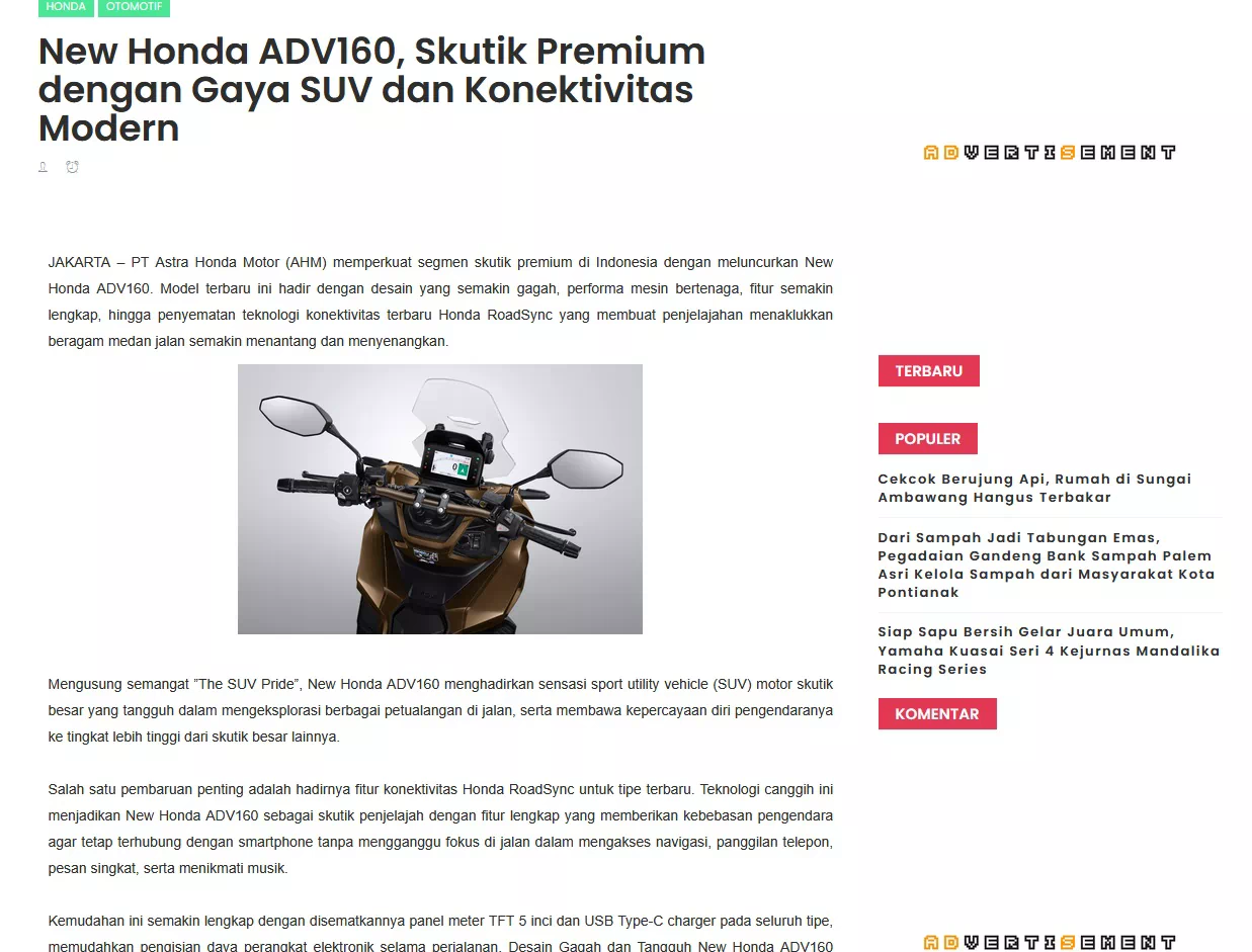 New Honda ADV160, Skutik Premium dengan Gaya SUV dan Konektivitas Modern