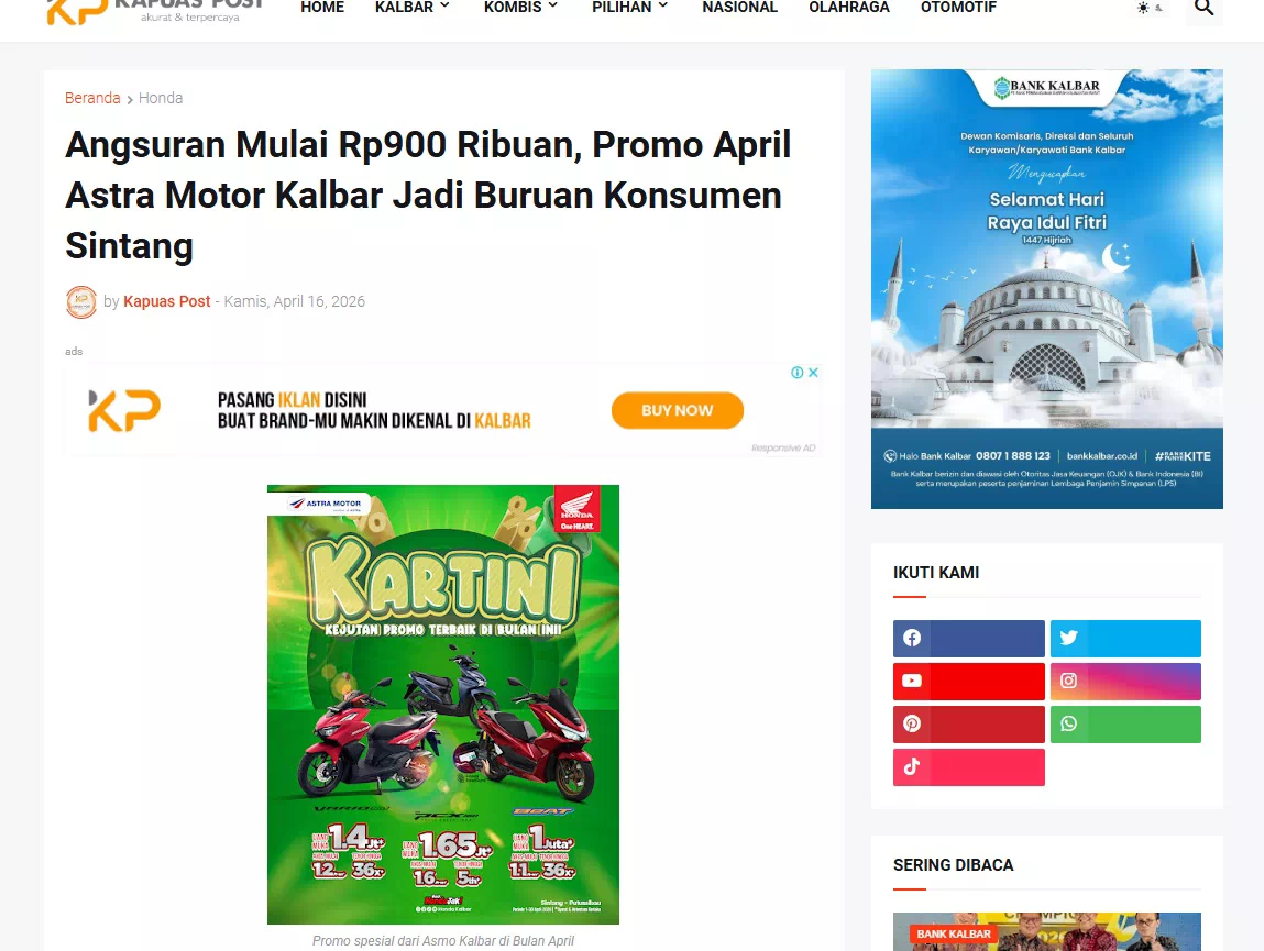 Angsuran Mulai Rp900 Ribuan, Promo April Astra Motor Kalbar Jadi Buruan Konsumen Sintang