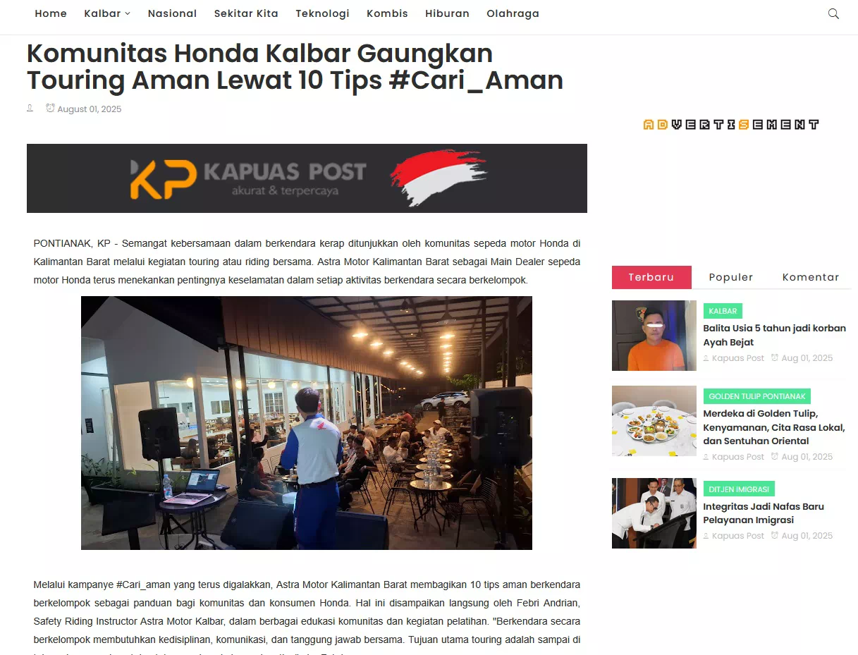 Komunitas Honda Kalbar Gaungkan Touring Aman Lewat 10 Tips #Cari_Aman