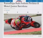 Ramadhipa Raih Podium Perdana di Moto3 Junior Barcelona