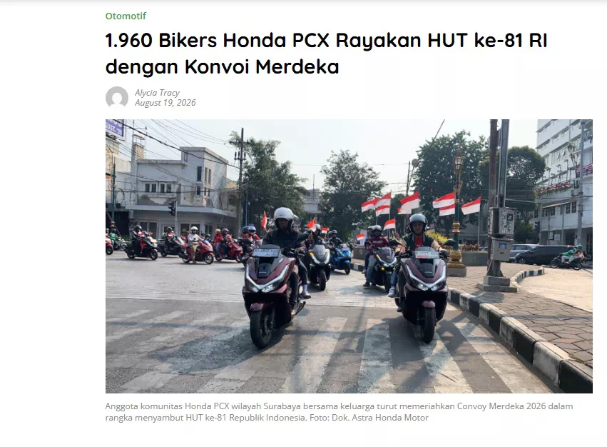 1.960 Bikers Honda PCX Rayakan HUT ke-81 RI dengan Konvoi Merdeka