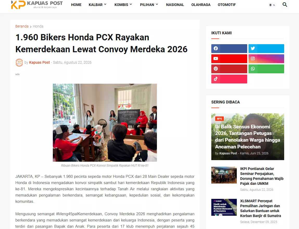 1.960 Bikers Honda PCX Rayakan Kemerdekaan Lewat Convoy Merdeka 2026