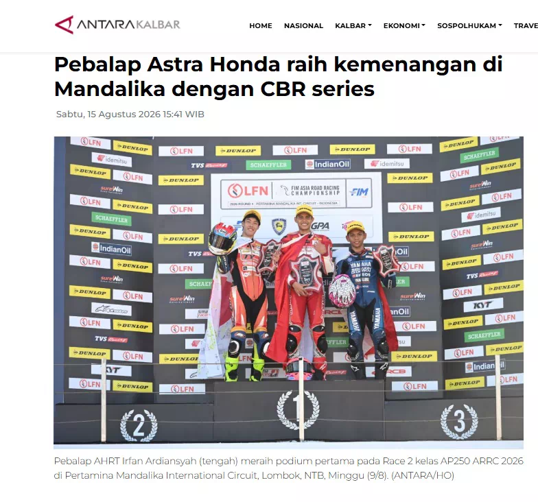 Pebalap Astra Honda raih kemenangan di Mandalika dengan CBR series