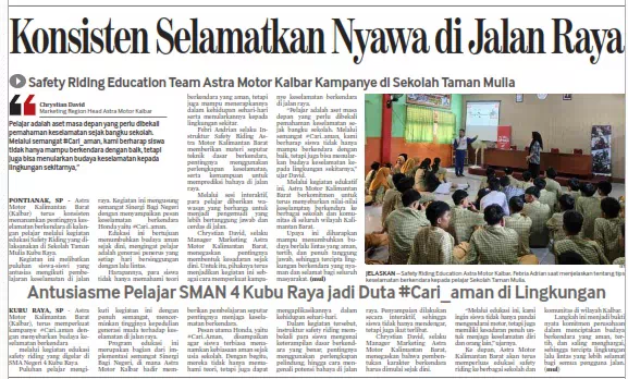 Antusiasme Pelajar SMAN 4 Kubu Raya jadi Duta #Cari_aman di Lingkungan