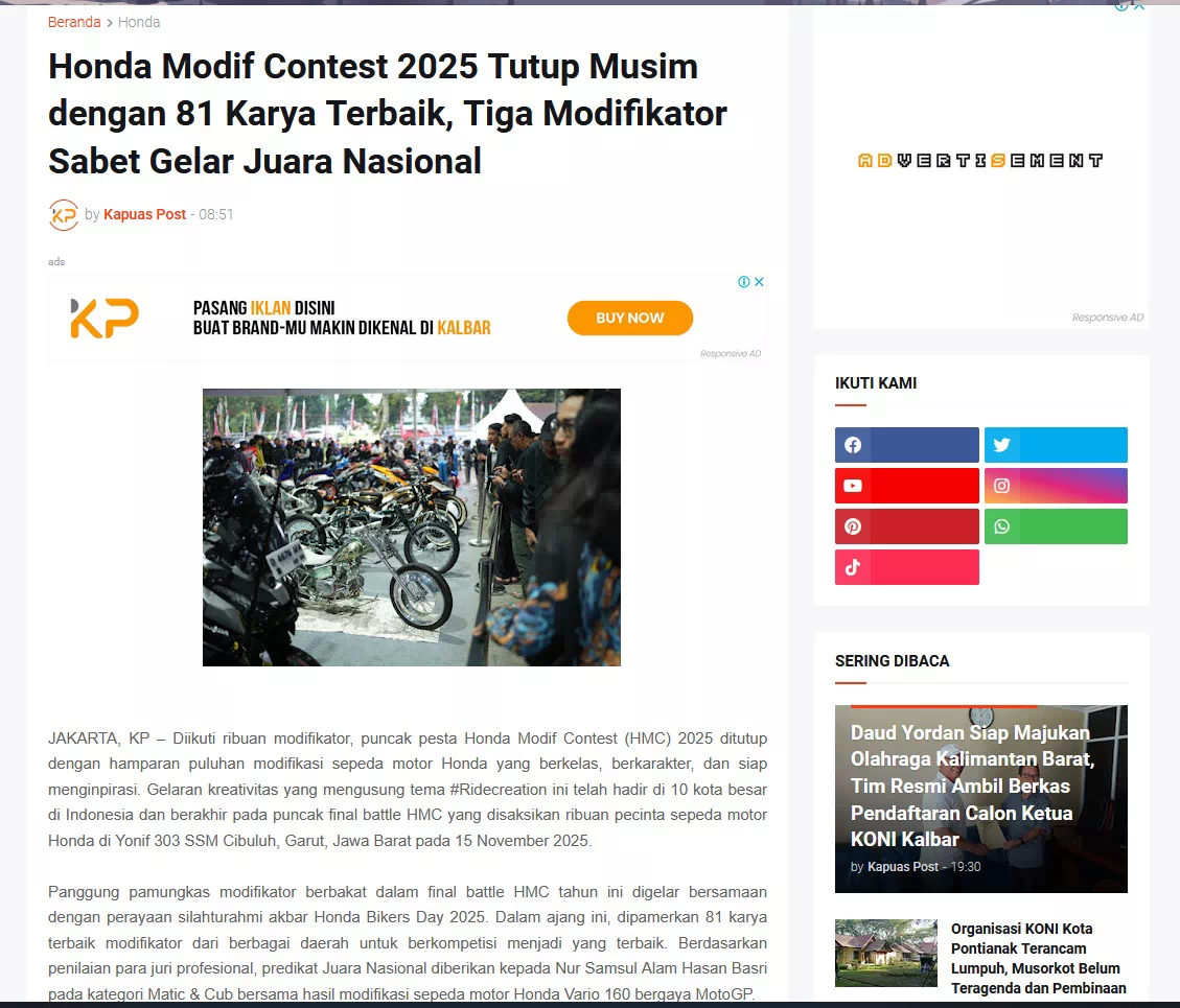 Honda Modif Contest 2025 Tutup Musim dengan 81 Karya Terbaik, Tiga Modifikator Sabet Gelar Juara Nasional