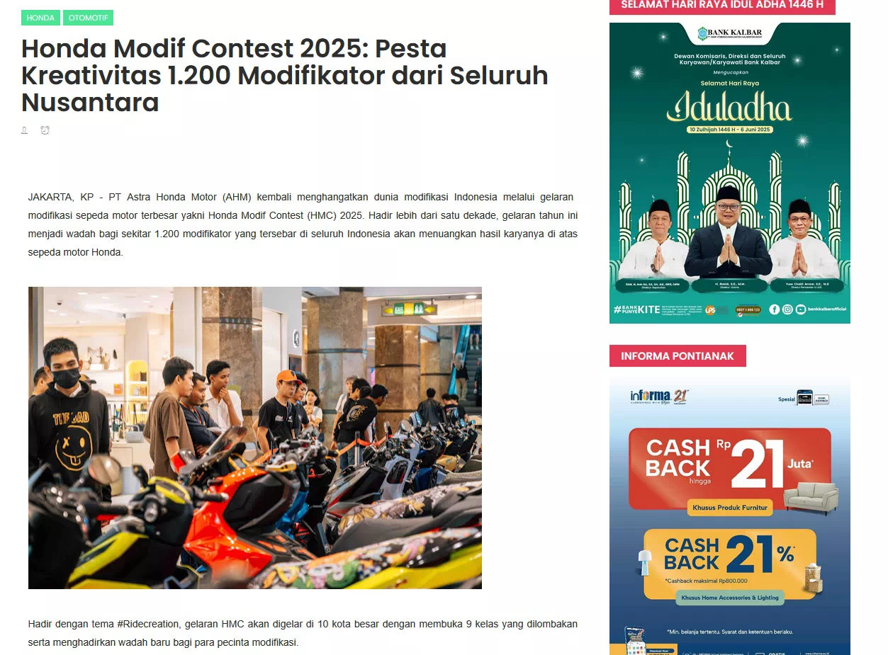 Honda Modif Contest 2025: Pesta Kreativitas 1.200 Modifikator dari Seluruh Nusantara