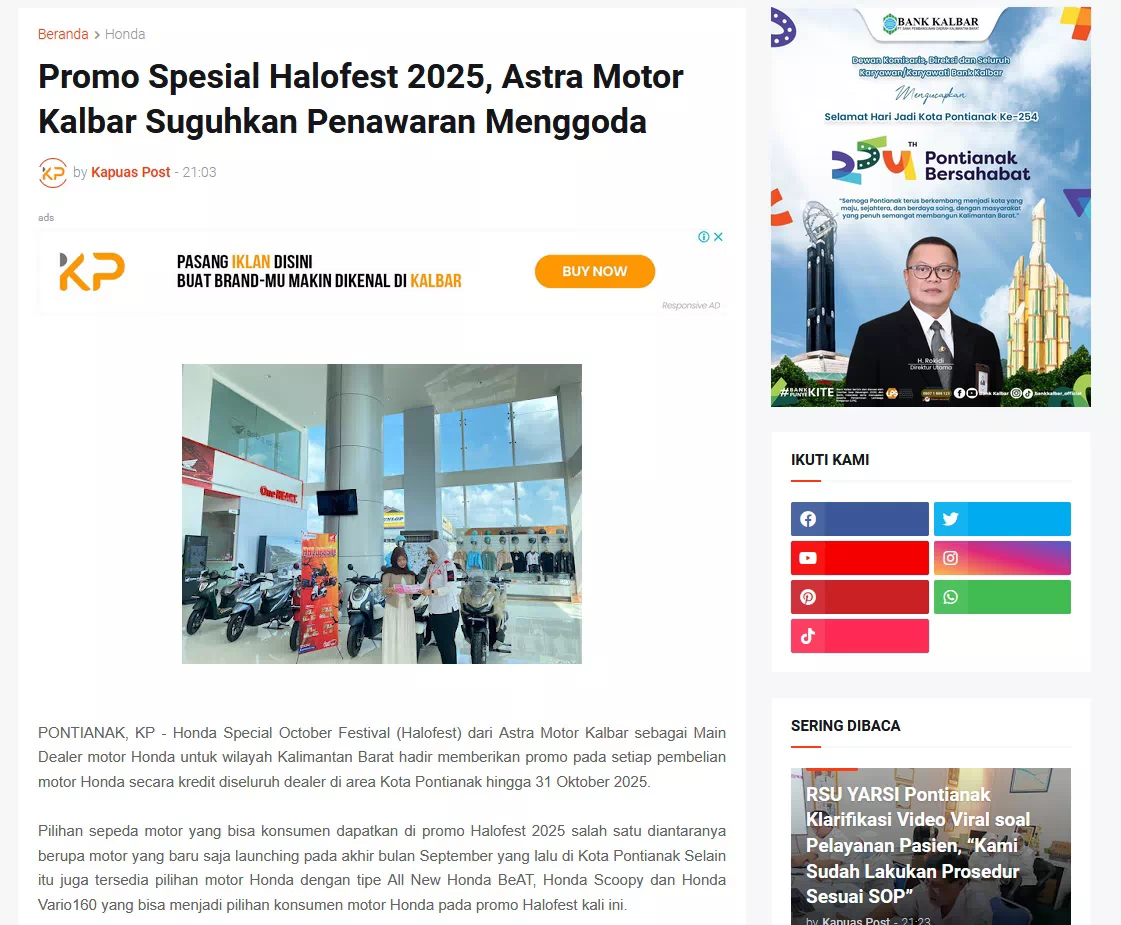 Promo Spesial Halofest 2025, Astra Motor Kalbar Suguhkan Penawaran Menggoda