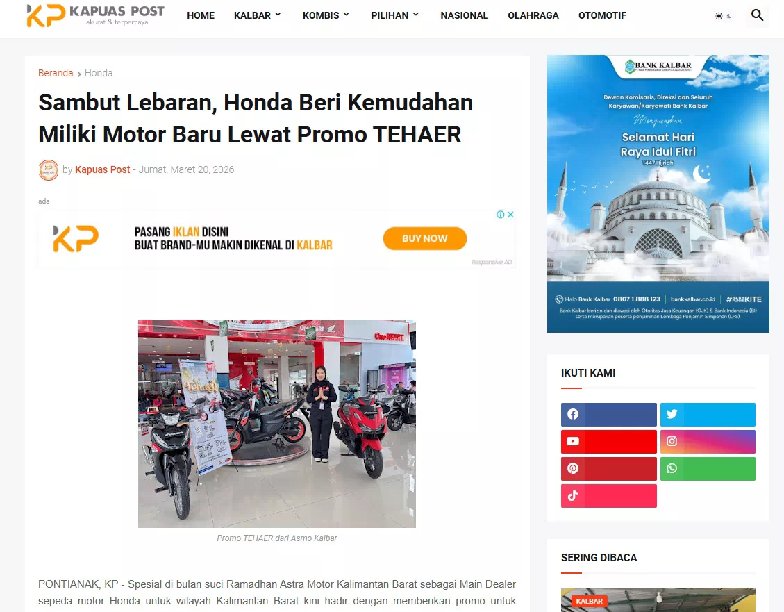 Sambut Lebaran, Honda Beri Kemudahan Miliki Motor Baru Lewat Promo TEHAER