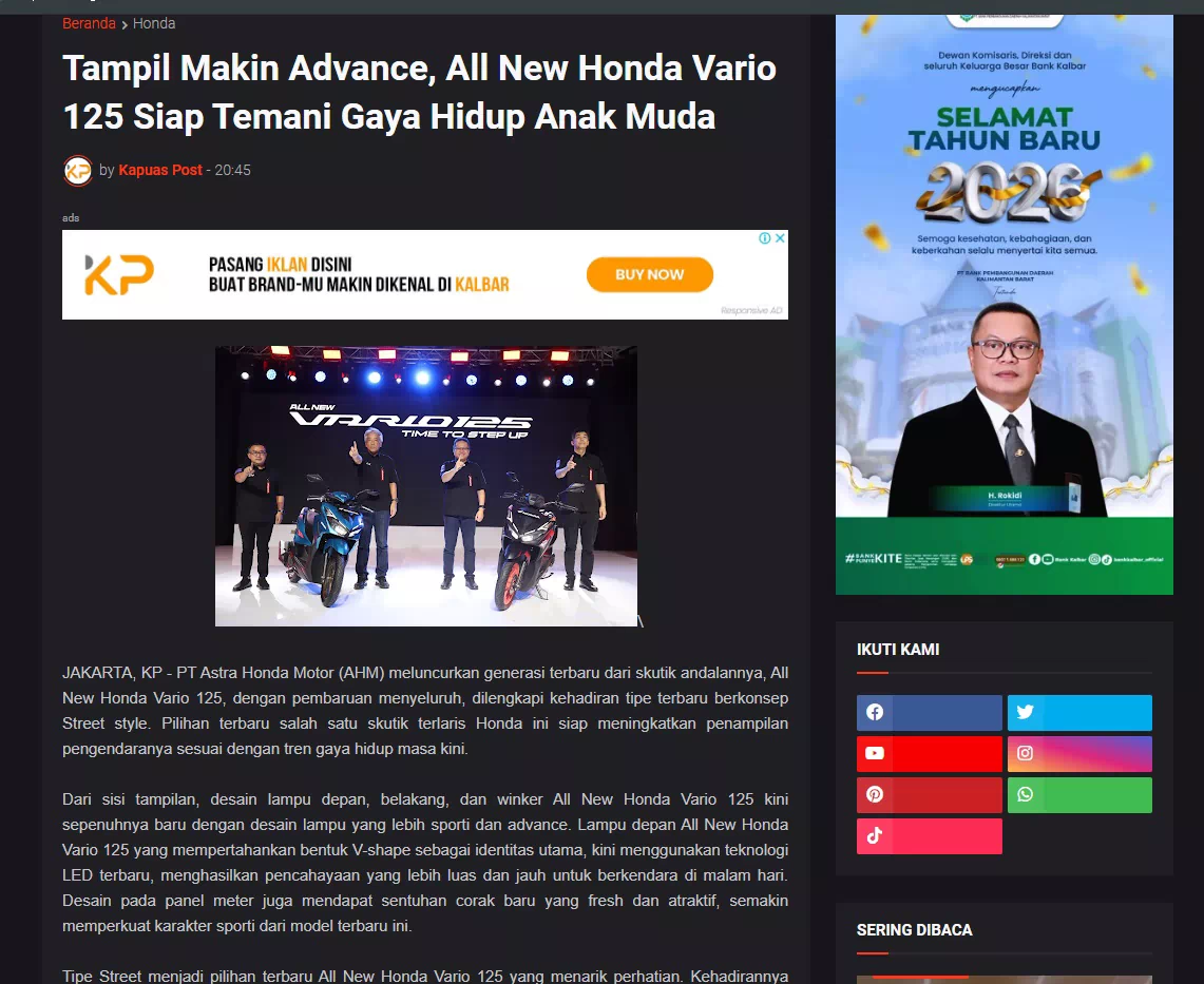 Tampil Makin Advance, All New Honda Vario 125 Siap Temani Gaya Hidup Anak Muda