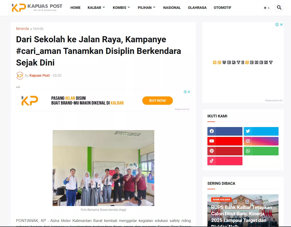 Dari Sekolah ke Jalan Raya, Kampanye #cari_aman Tanamkan Disiplin Berkendara Sejak Dini