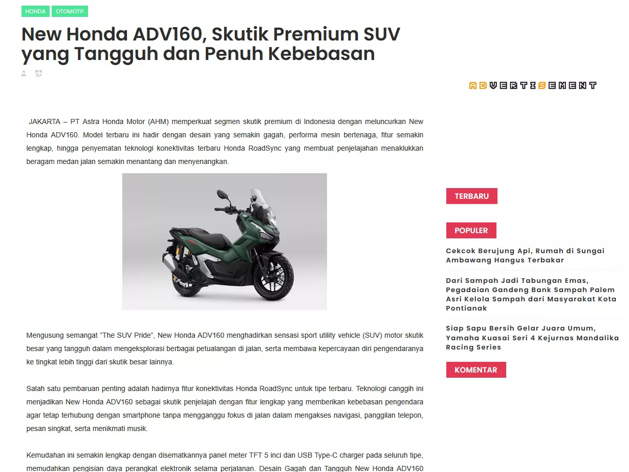 New Honda ADV160, Skutik Premium SUV yang Tangguh dan Penuh Kebebasan