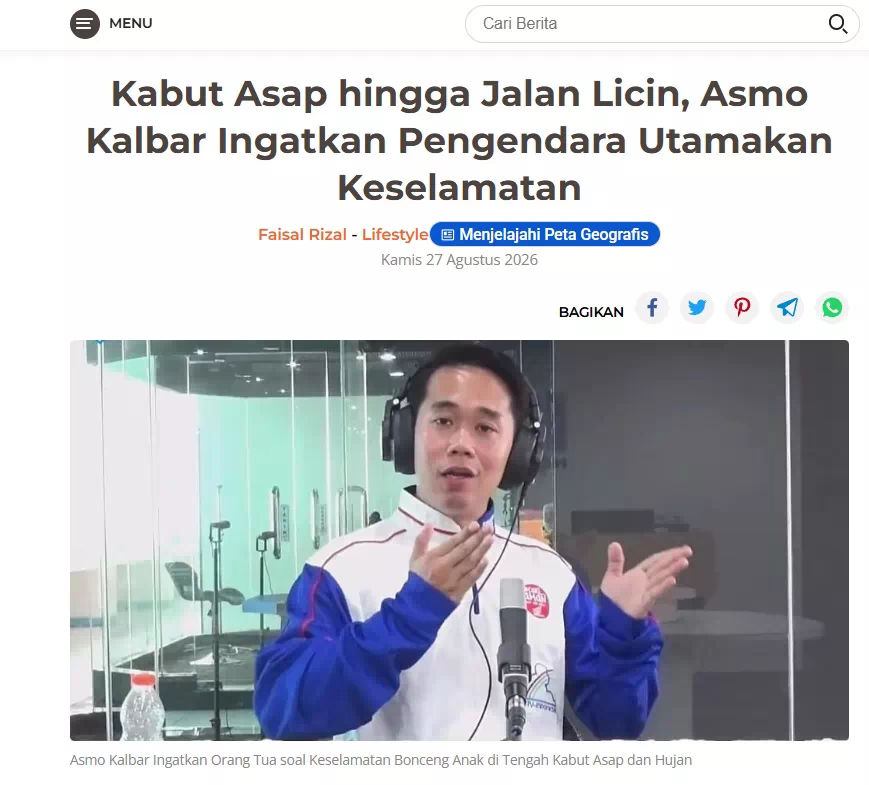 Kabut Asap hingga Jalan Licin, Asmo Kalbar Ingatkan Pengendara Utamakan Keselamatan
