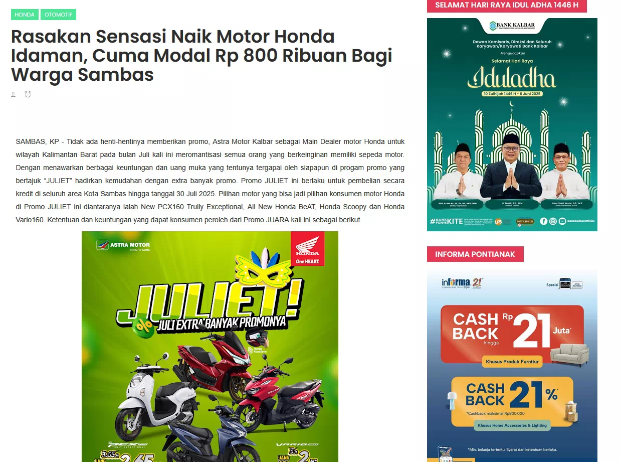 Rasakan Sensasi Naik Motor Honda Idaman, Cuma Modal Rp 800 Ribuan Bagi Warga Sambas