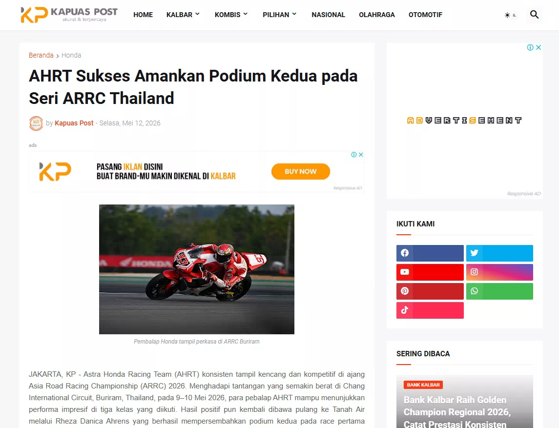 AHRT Sukses Amankan Podium Kedua pada Seri ARRC Thailand