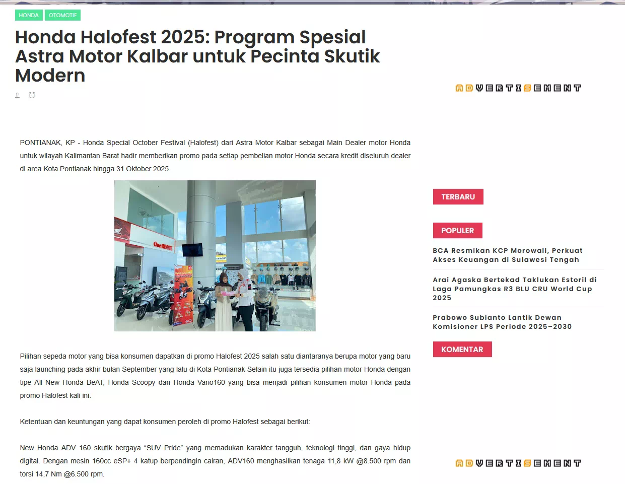 Honda Halofest 2025: Program Spesial Astra Motor Kalbar untuk Pecinta Skutik Modern