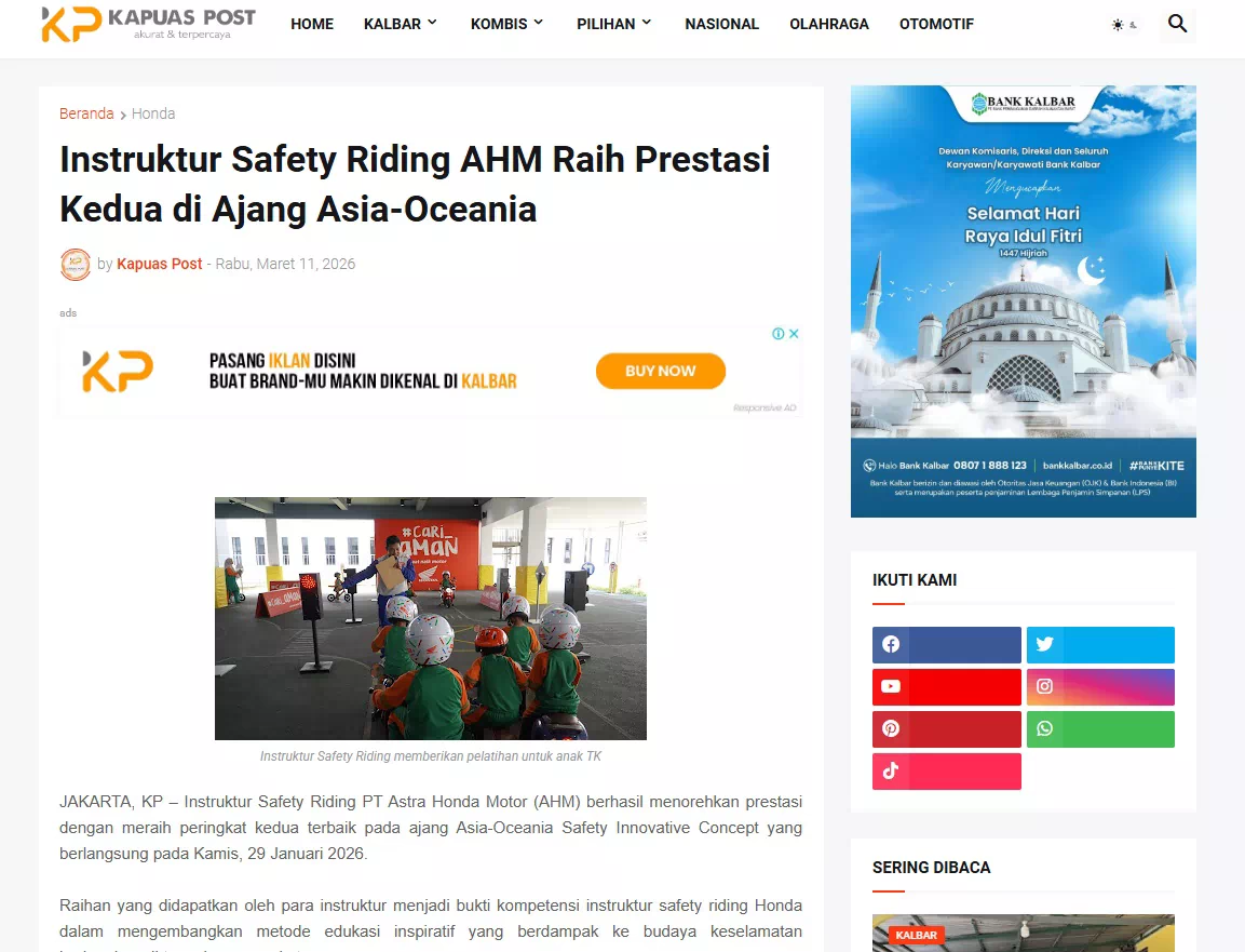 Instruktur Safety Riding AHM Raih Prestasi Kedua di Ajang Asia-Oceania