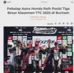 Pebalap Astra Honda Raih Posisi Tiga Besar Klasemen TTC 2025 di Buriram