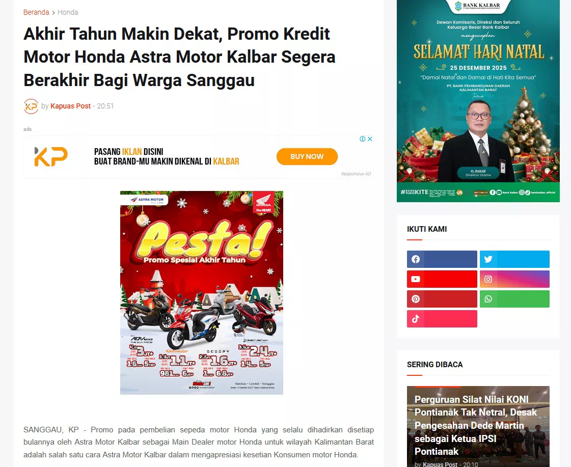 Akhir Tahun Makin Dekat, Promo Kredit Motor Honda Astra Motor Kalbar Segera Berakhir Bagi Warga Sanggau