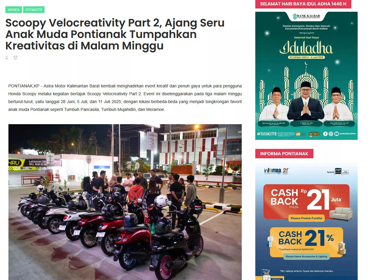Scoopy Velocreativity Part 2, Ajang Seru Anak Muda Pontianak Tumpahkan Kreativitas di Malam Minggu