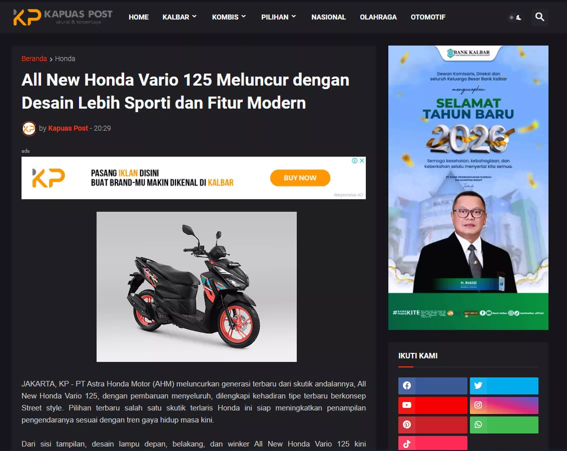 All New Honda Vario 125 Meluncur dengan Desain Lebih Sporti dan Fitur Modern