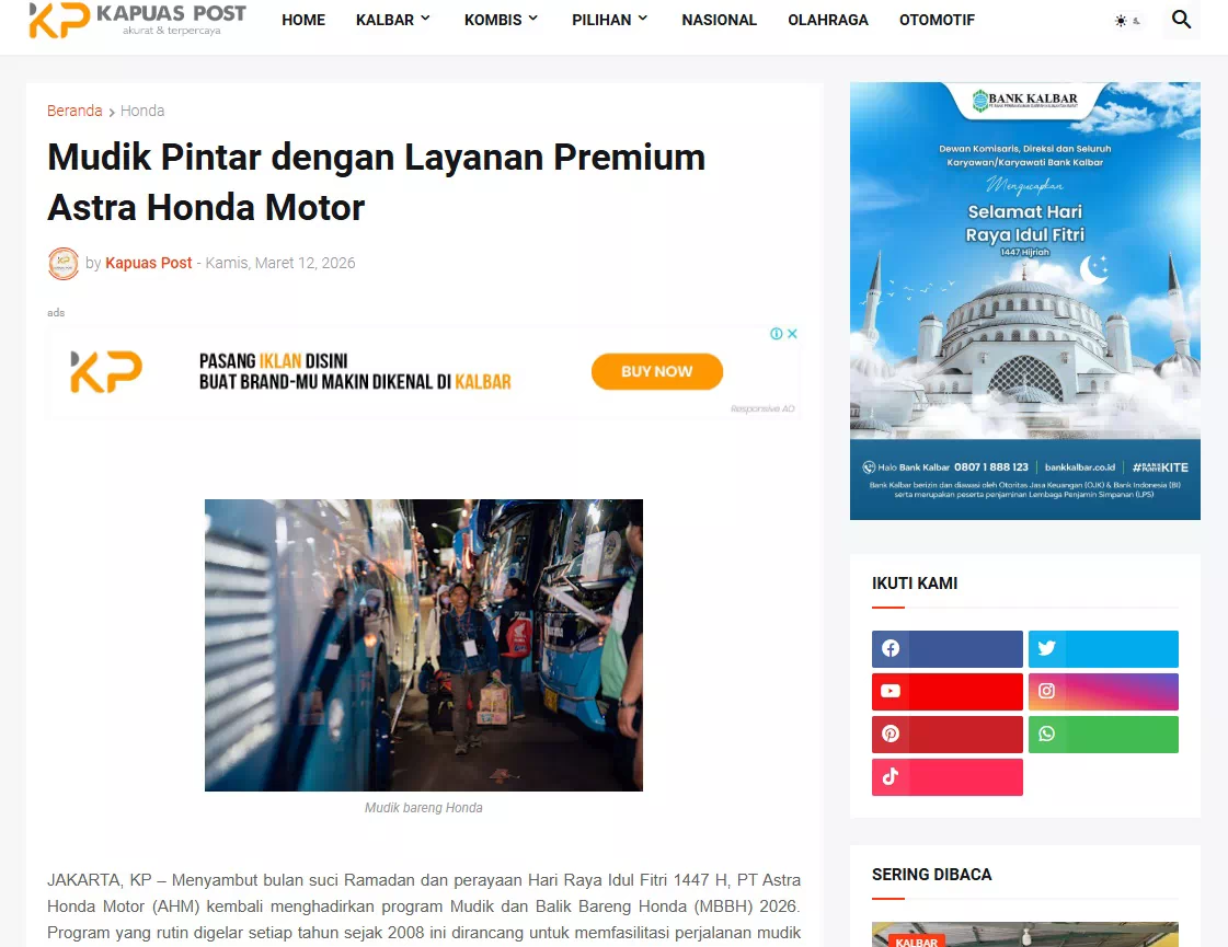 Mudik Pintar dengan Layanan Premium Astra Honda Motor