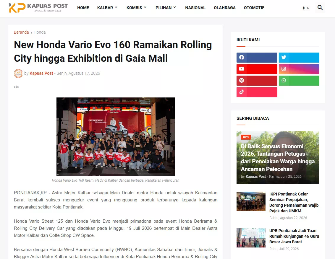 New Honda Vario Evo 160 Ramaikan Rolling City hingga Exhibition di Gaia Mall
