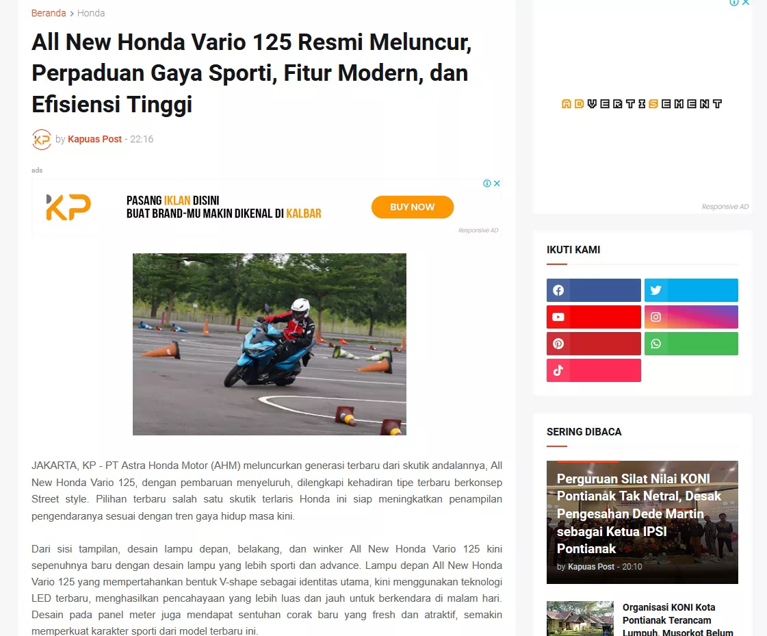All New Honda Vario 125 Resmi Meluncur, Perpaduan Gaya Sporti, Fitur Modern, dan Efisiensi Tinggi
