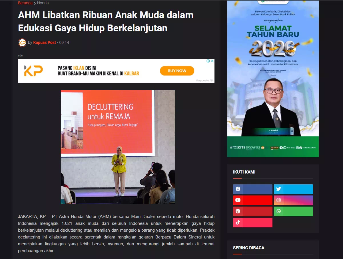 AHM Libatkan Ribuan Anak Muda dalam Edukasi Gaya Hidup Berkelanjutan