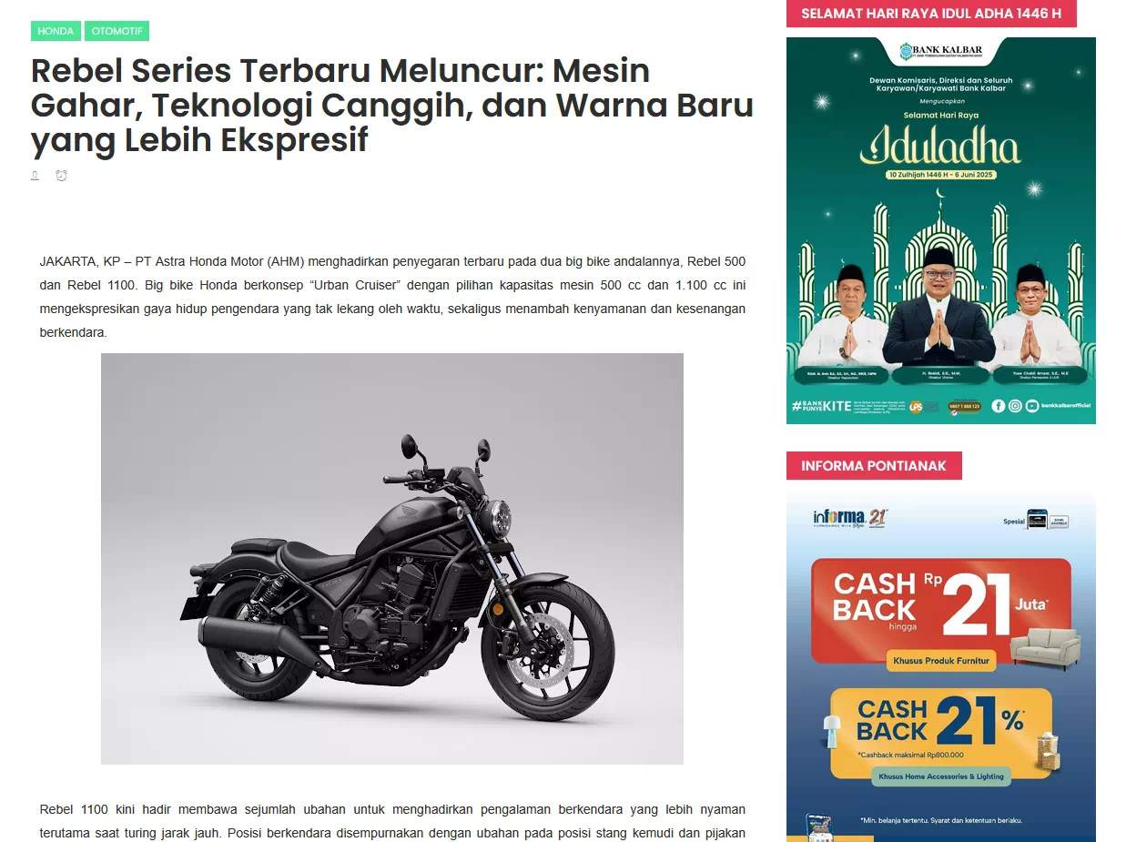 Rebel Series Terbaru Meluncur: Mesin Gahar, Teknologi Canggih, dan Warna Baru yang Lebih Ekspresif