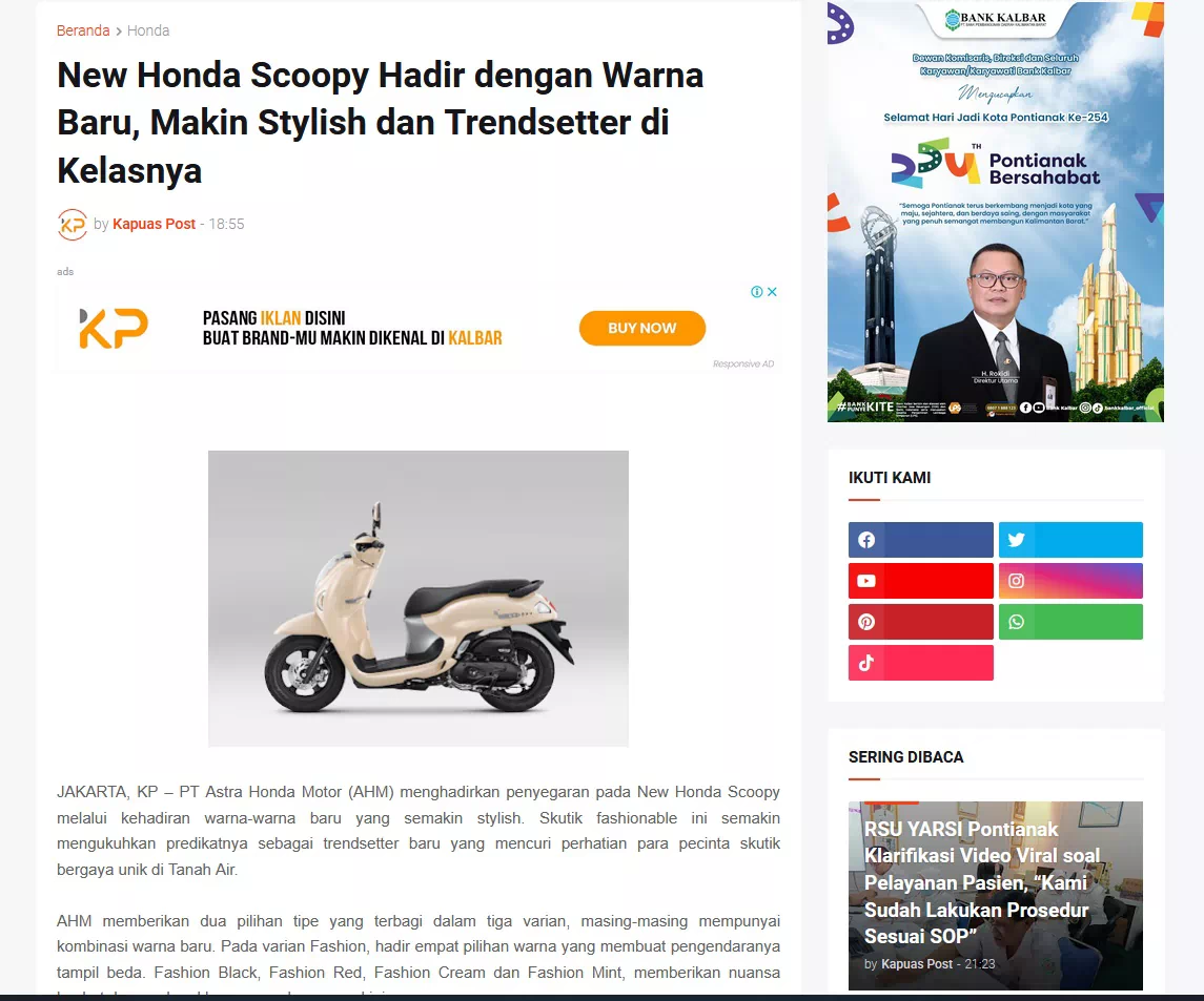 New Honda Scoopy Hadir dengan Warna Baru, Makin Stylish dan Trendsetter di Kelasnya