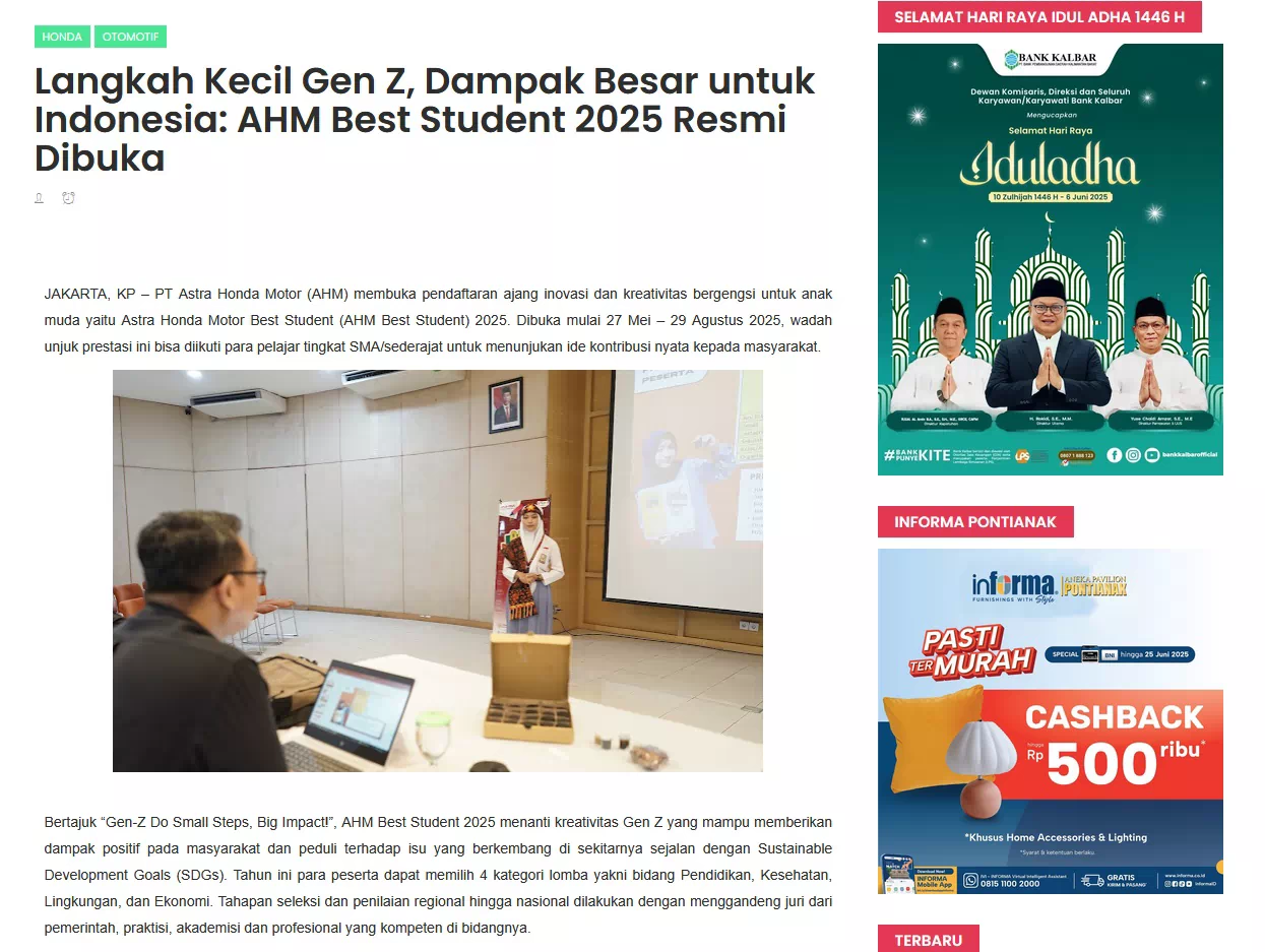 Langkah Kecil Gen Z, Dampak Besar untuk Indonesia: AHM Best Student 2025 Resmi Dibuka