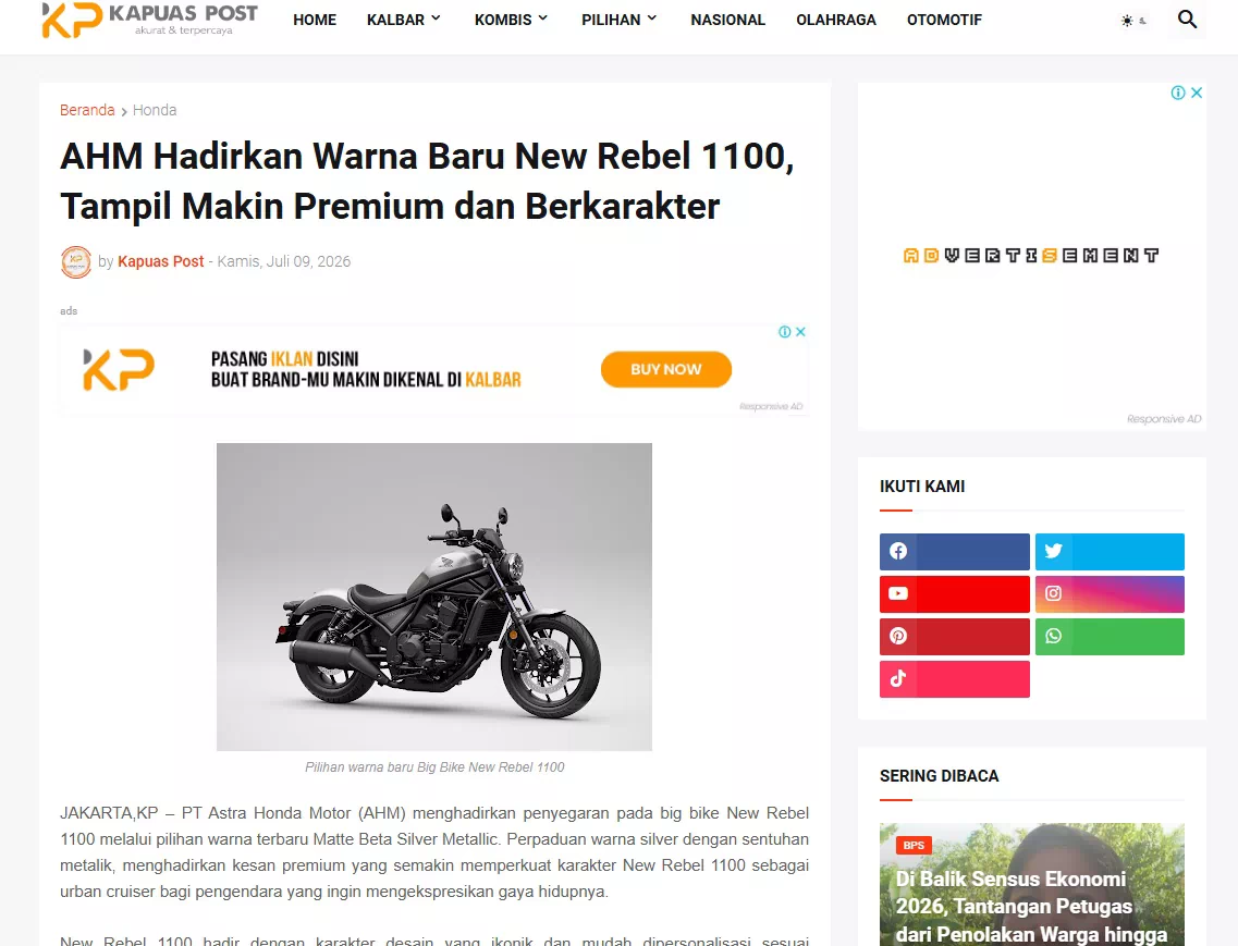 AHM Hadirkan Warna Baru New Rebel 1100, Tampil Makin Premium dan Berkarakter