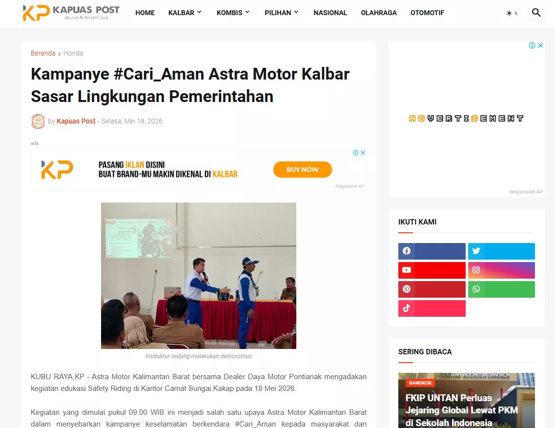 Kampanye #Cari_Aman Astra Motor Kalbar Sasar Lingkungan Pemerintahan