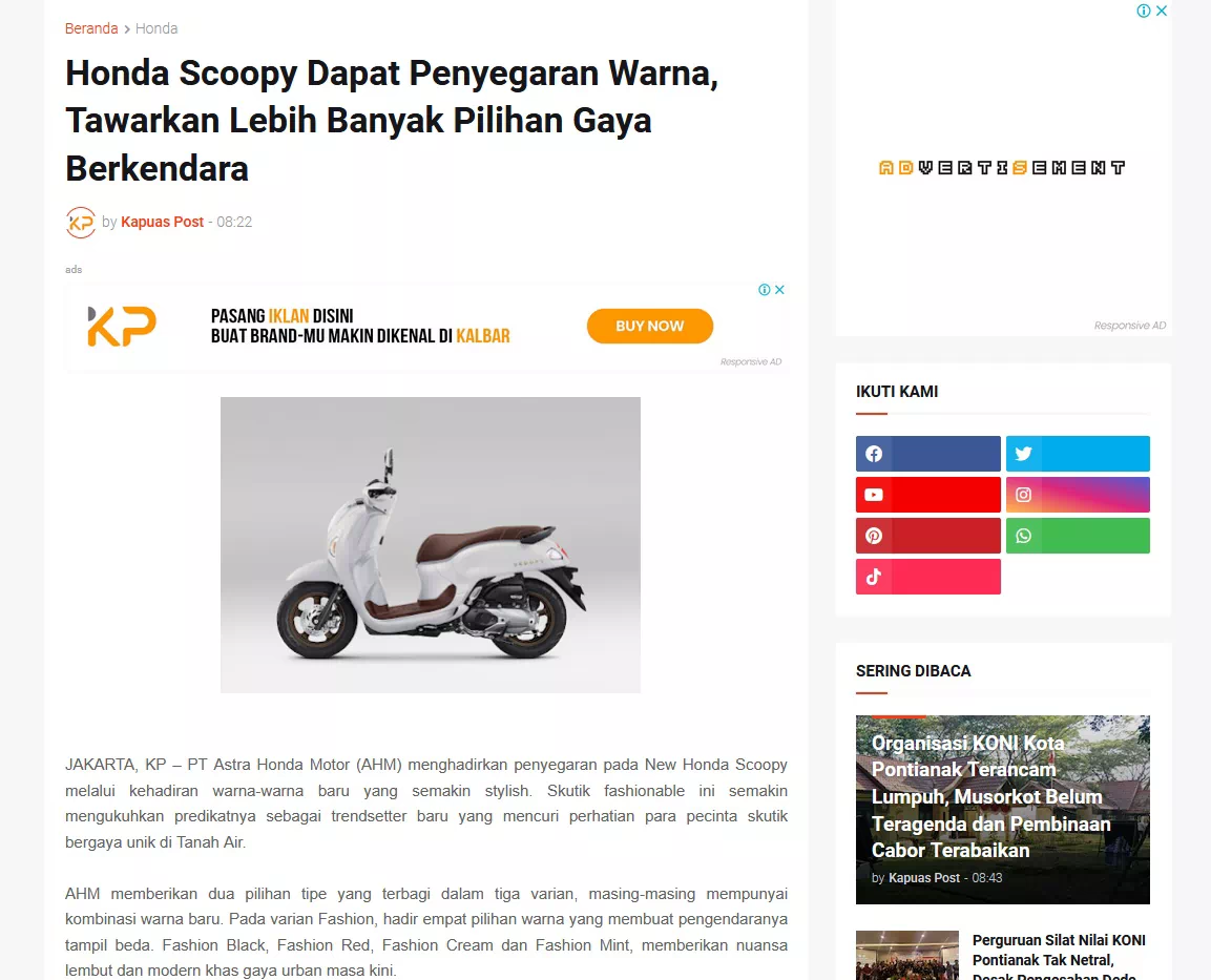 Honda Scoopy Dapat Penyegaran Warna, Tawarkan Lebih Banyak Pilihan Gaya Berkendara
