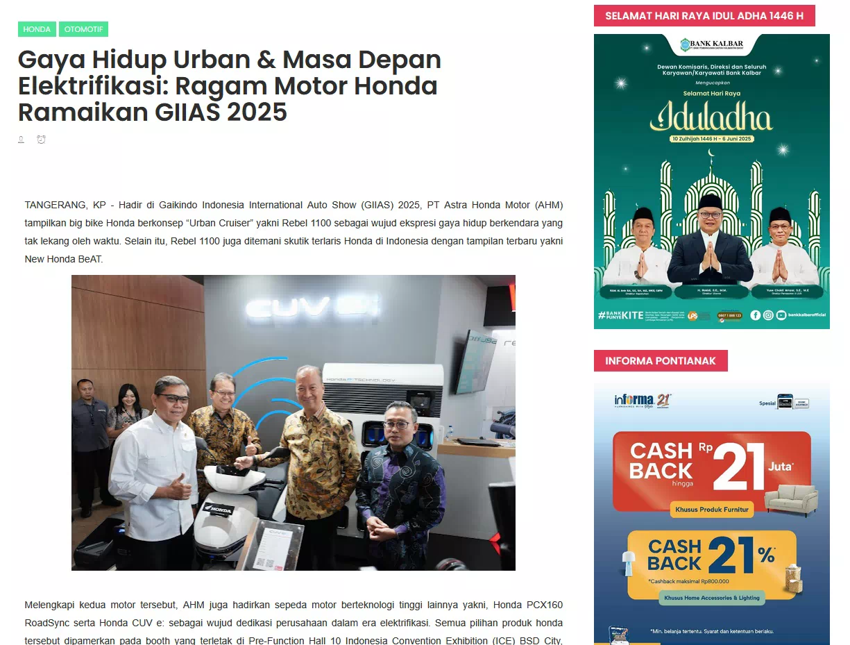 Gaya Hidup Urban &amp; Masa Depan Elektrifikasi: Ragam Motor Honda Ramaikan GIIAS 2025