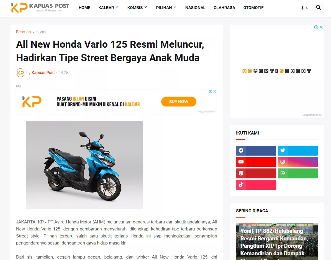 All New Honda Vario 125 Resmi Meluncur, Hadirkan Tipe Street Bergaya Anak Muda