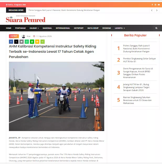 AHM Kalibrasi Kompetensi Instruktur Safety Riding Terbaik se-Indonesia Lewat 17 Tahun Cetak Agen Perubahan