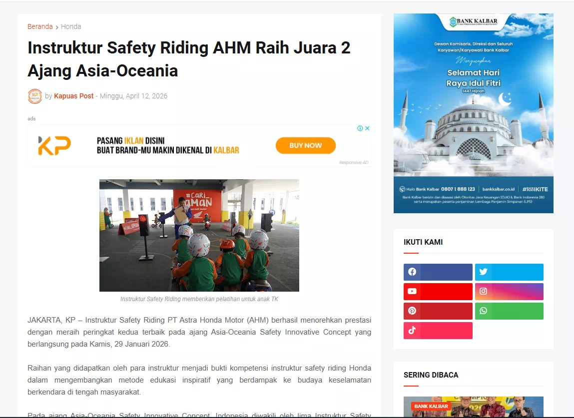 Instruktur Safety Riding AHM Raih Juara 2 Ajang Asia-Oceania