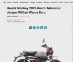 Honda Monkey 2026 Resmi Meluncur dengan Pilihan Warna Baru