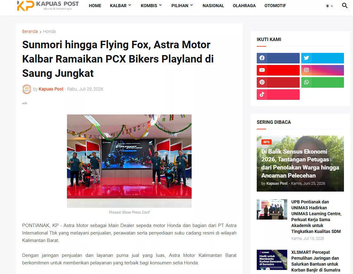Sunmori hingga Flying Fox, Astra Motor Kalbar Ramaikan PCX Bikers Playland di Saung Jungkat