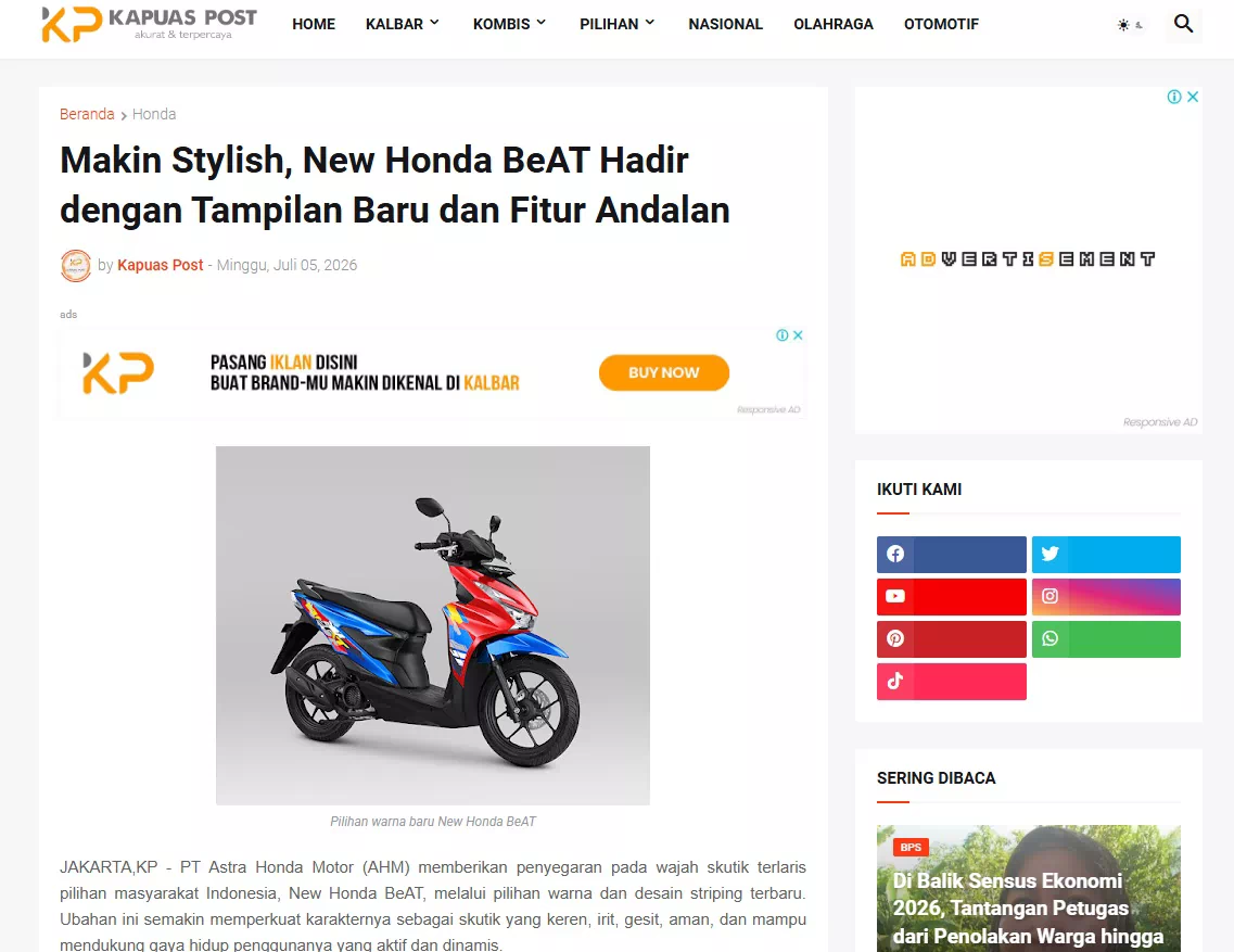 Makin Stylish, New Honda BeAT Hadir dengan Tampilan Baru dan Fitur Andalan