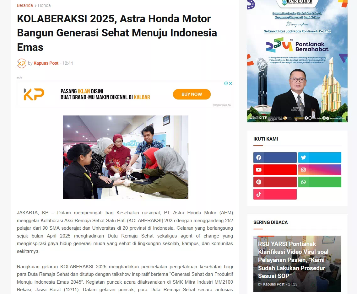KOLABERAKSI 2025, Astra Honda Motor Bangun Generasi Sehat Menuju Indonesia Emas